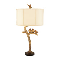 Three Bird 1 Light Table Lamp in Gold Leaf And Black