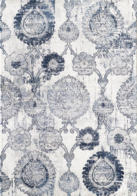 Mutli Medallion Distressed Ivory and Blue