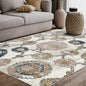 Mutli Medallion Distressed Ivory and Orange