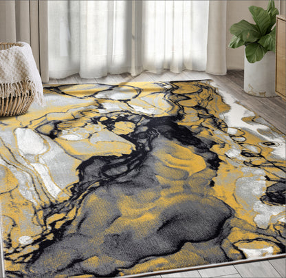 Abstract Liquid Marble Grey Yellow