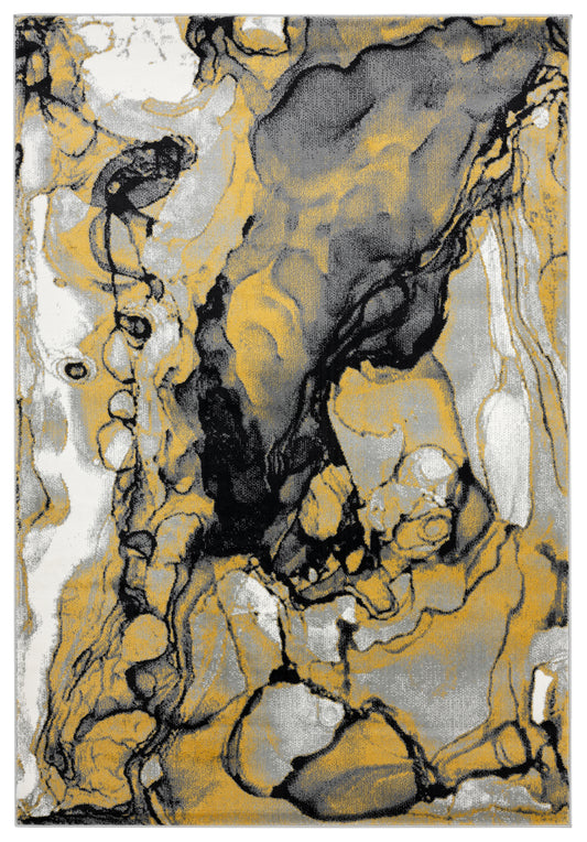 Abstract Liquid Marble Grey Yellow