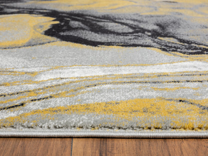 Abstract Liquid Marble Grey Yellow