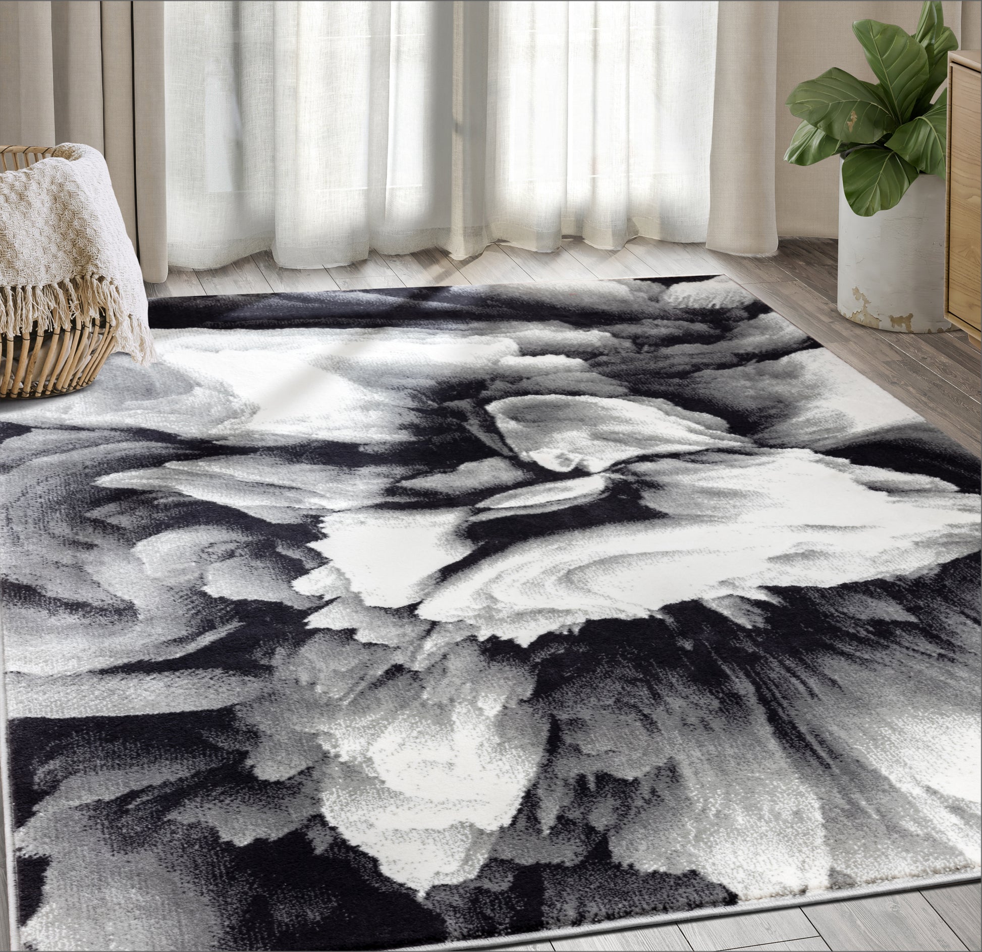 Abtract Grey Dust Storm Rug