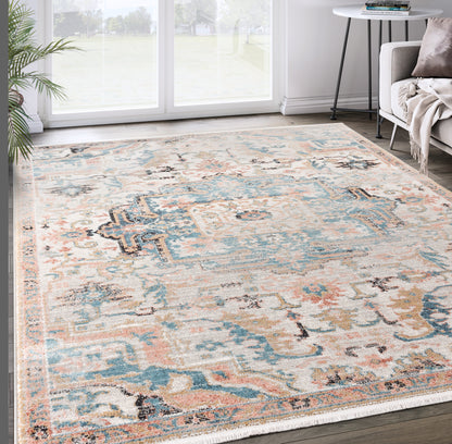 Beige Faded Blue Medallion