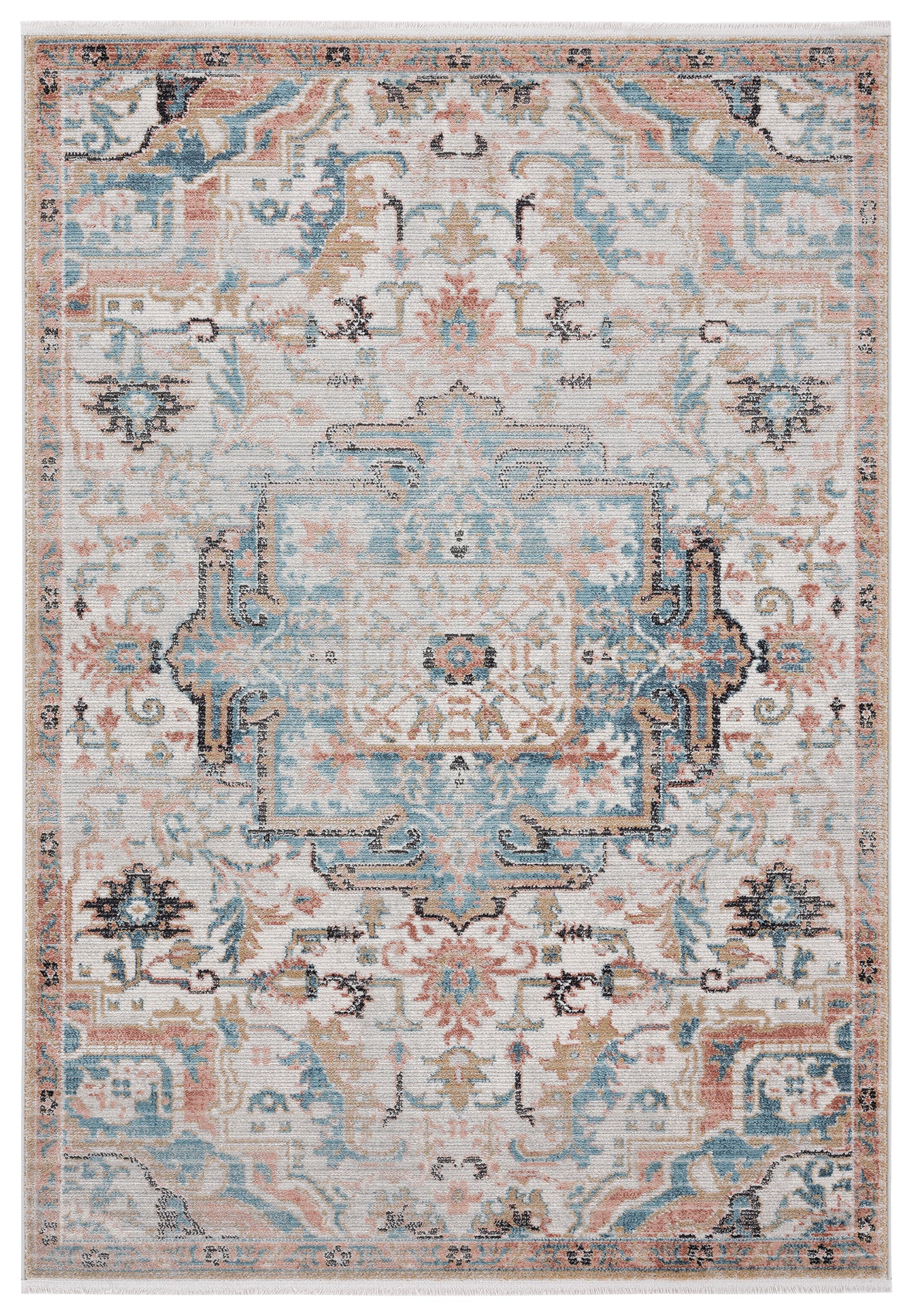 Beige Faded Blue Medallion