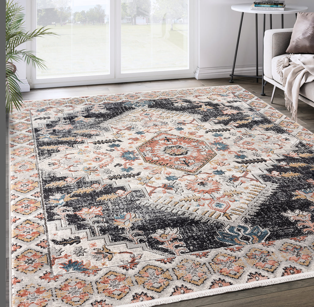 Beige Medallion Black Copper Border