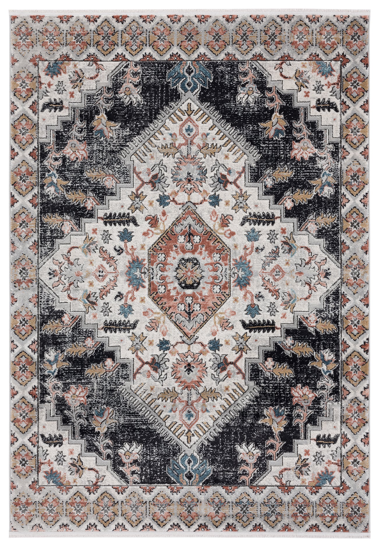 Beige Medallion Black Copper Border