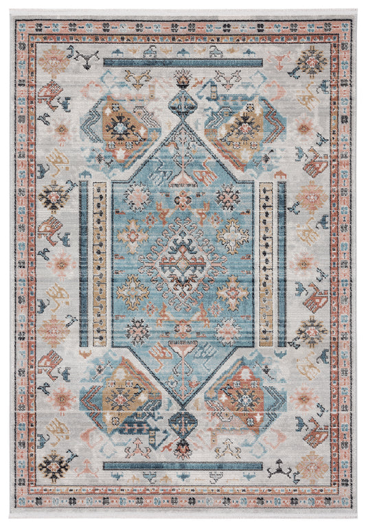 Beige Rug Teal Medallion Tribal