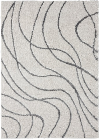 Ivory Grey Shag Curve Lines