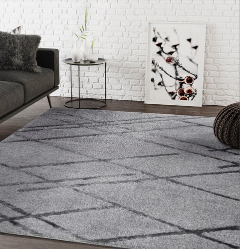 Grey Diamond Pattern Shag