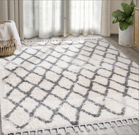 Grey Ivory Criss-Cross Lines Shag