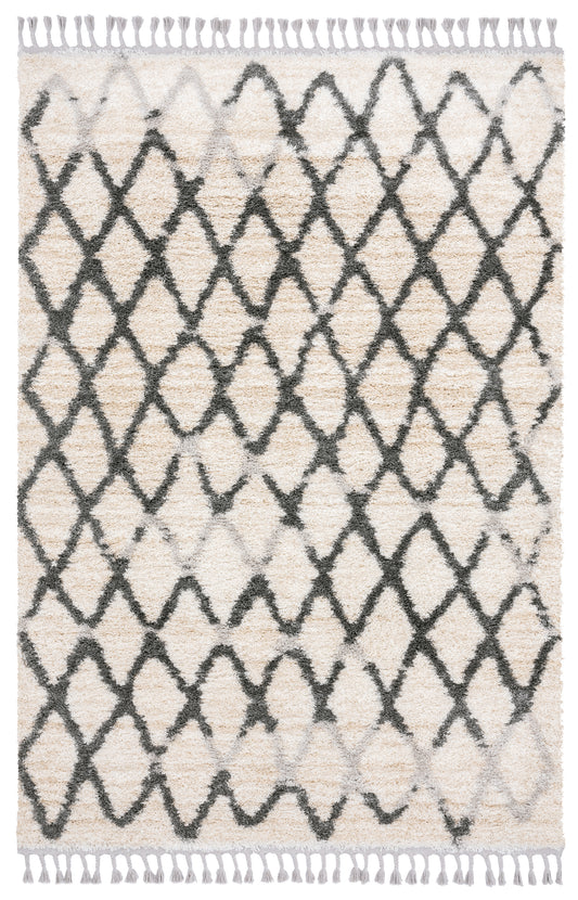 Grey Ivory Criss-Cross Lines Shag