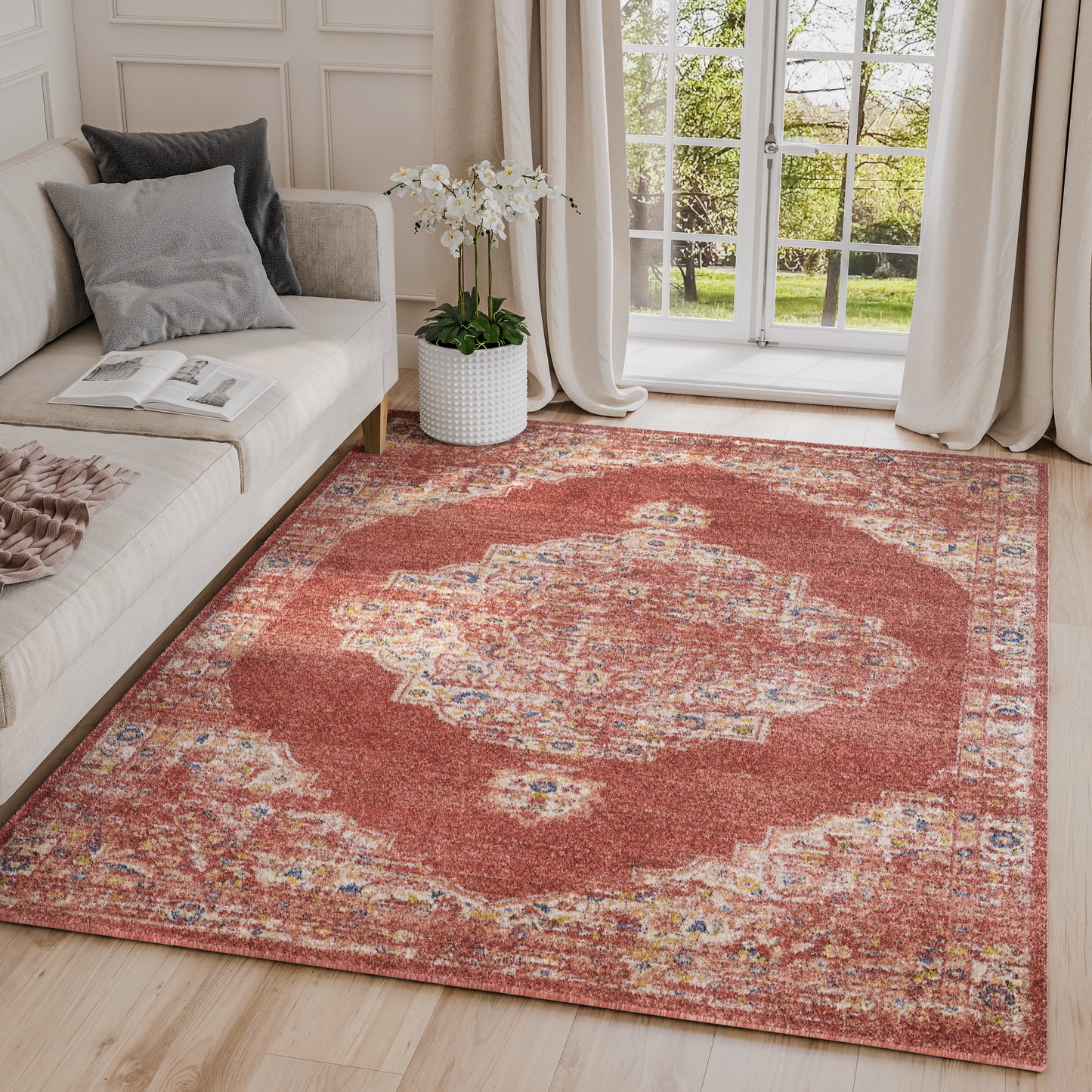 Red Medallion Distressed