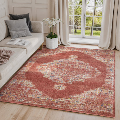Red Medallion Distressed