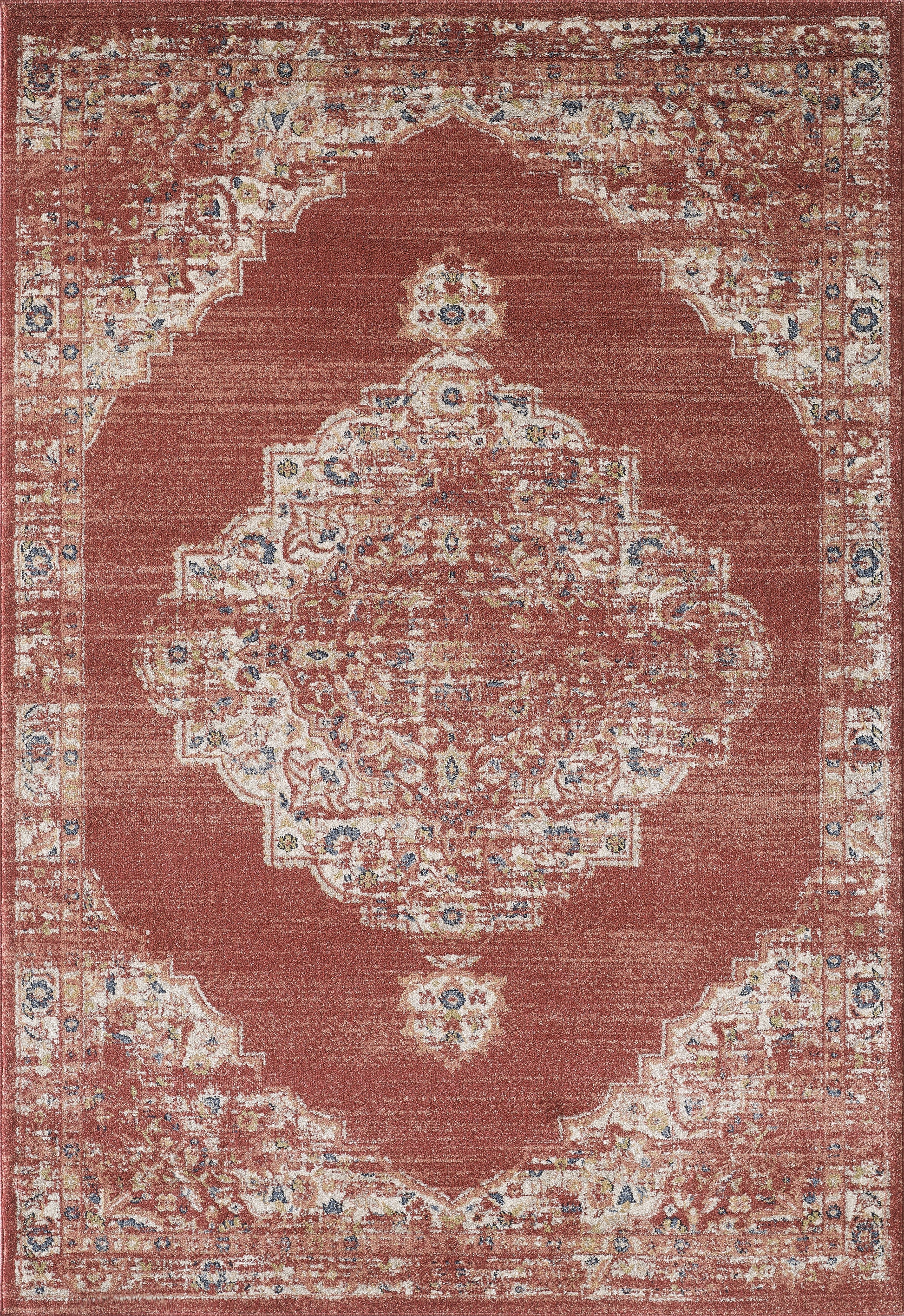 Red Medallion Distressed