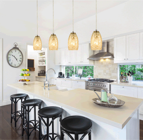 Golden Pasture 1-Light Mini Pendant in Satin Nickel with Gold and Amber Mottled Glass
