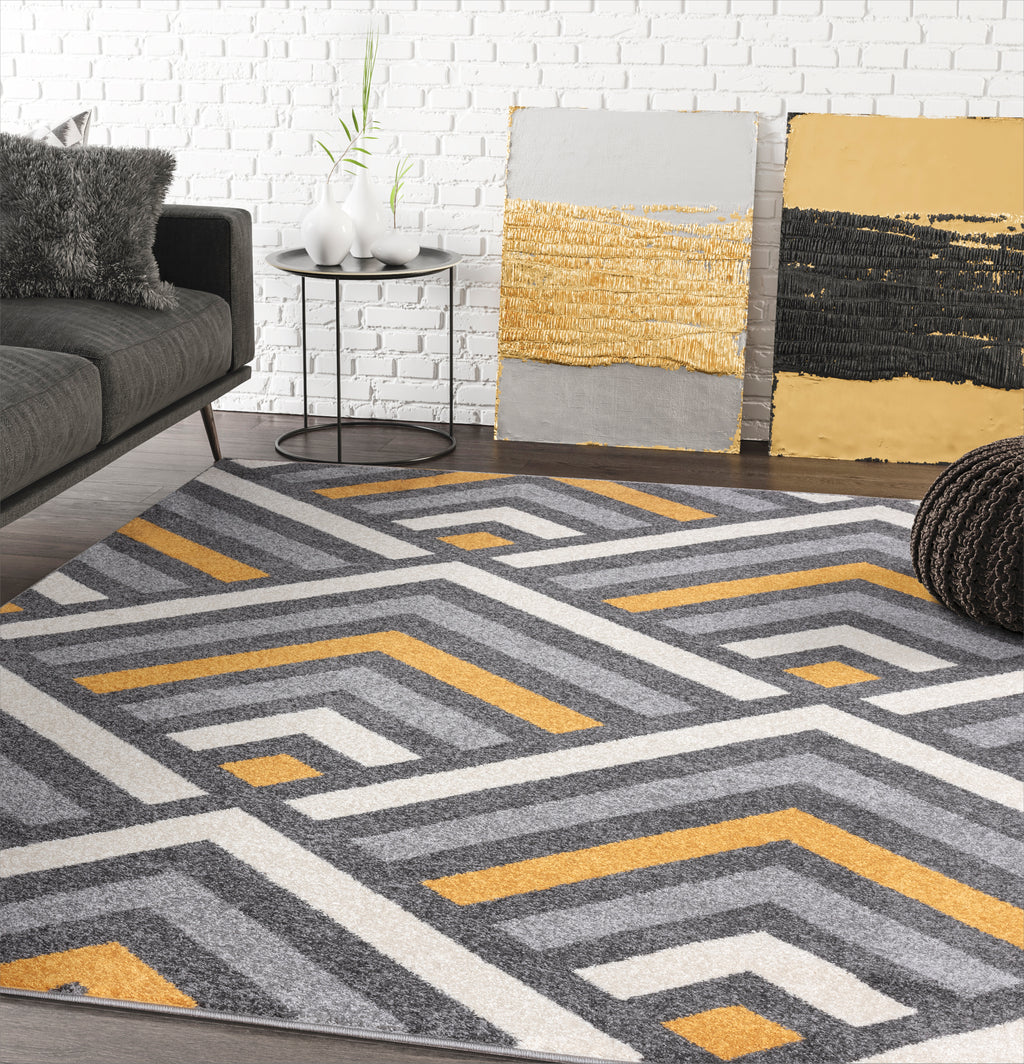 Grey Yellow Chevron Geometric