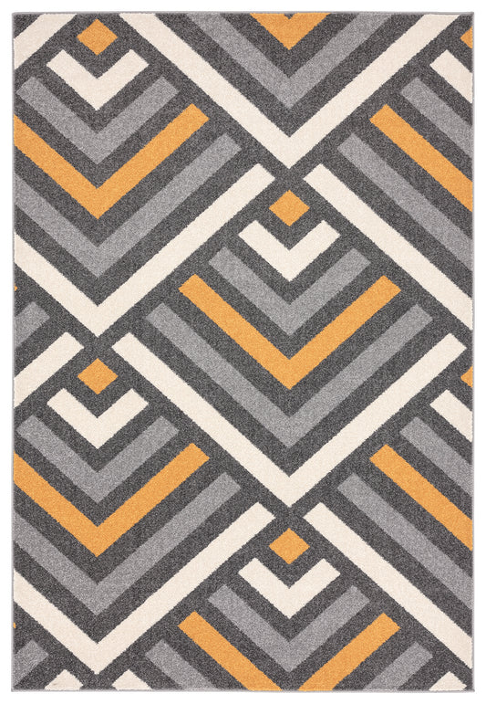 Grey Yellow Chevron Geometric 