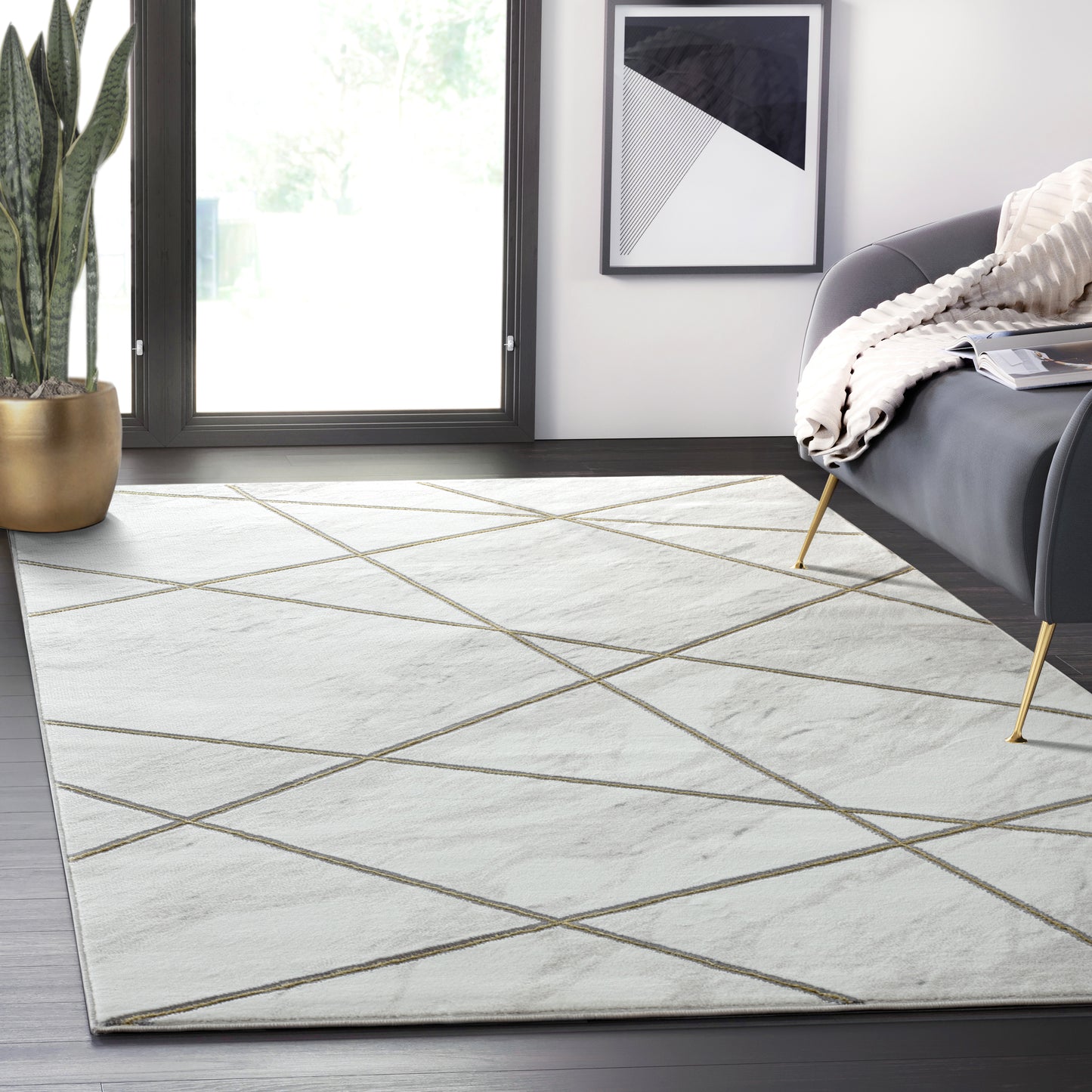 White Marble Gold Lines