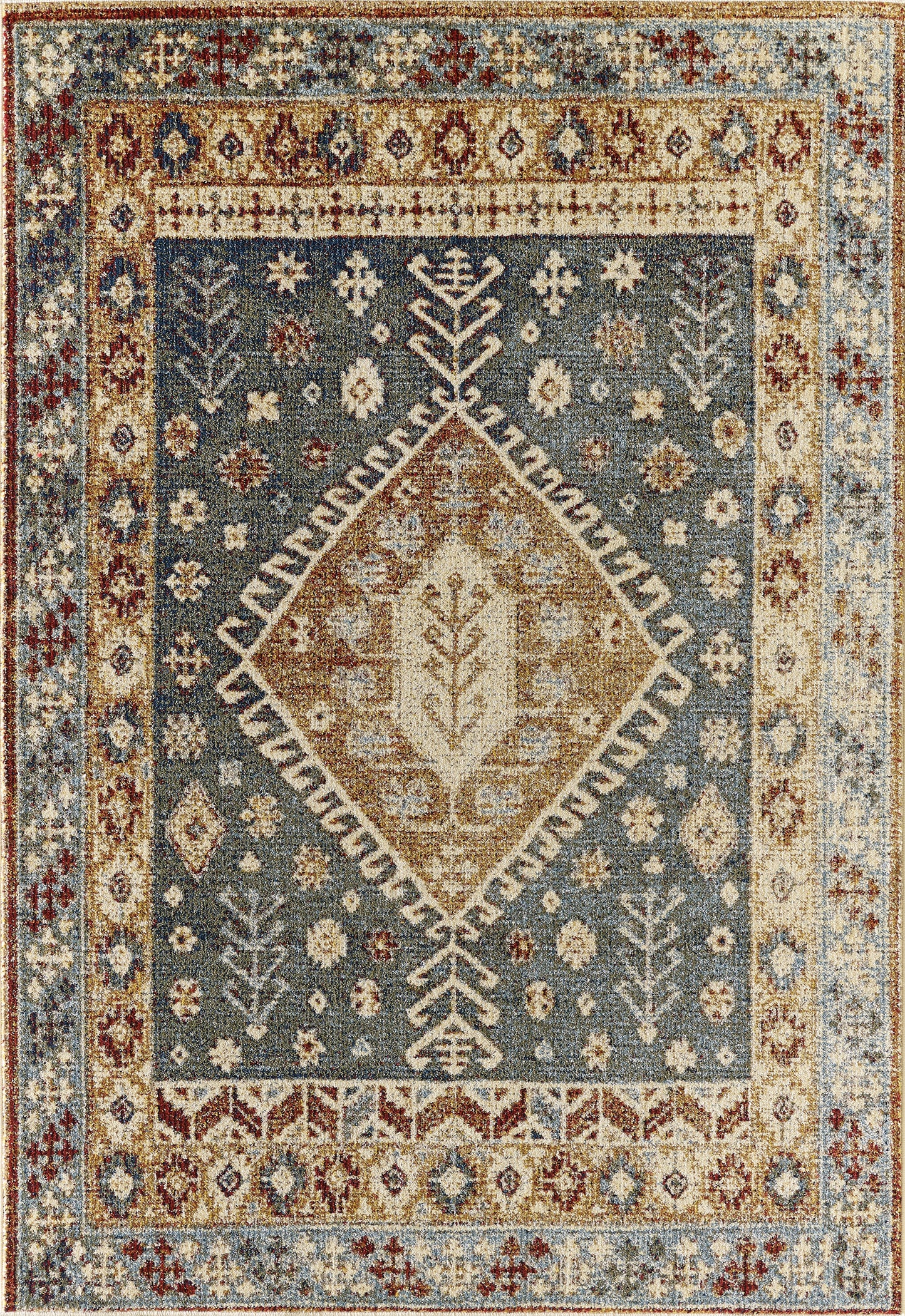 Southwest Tribal Medallion Blue Yellow