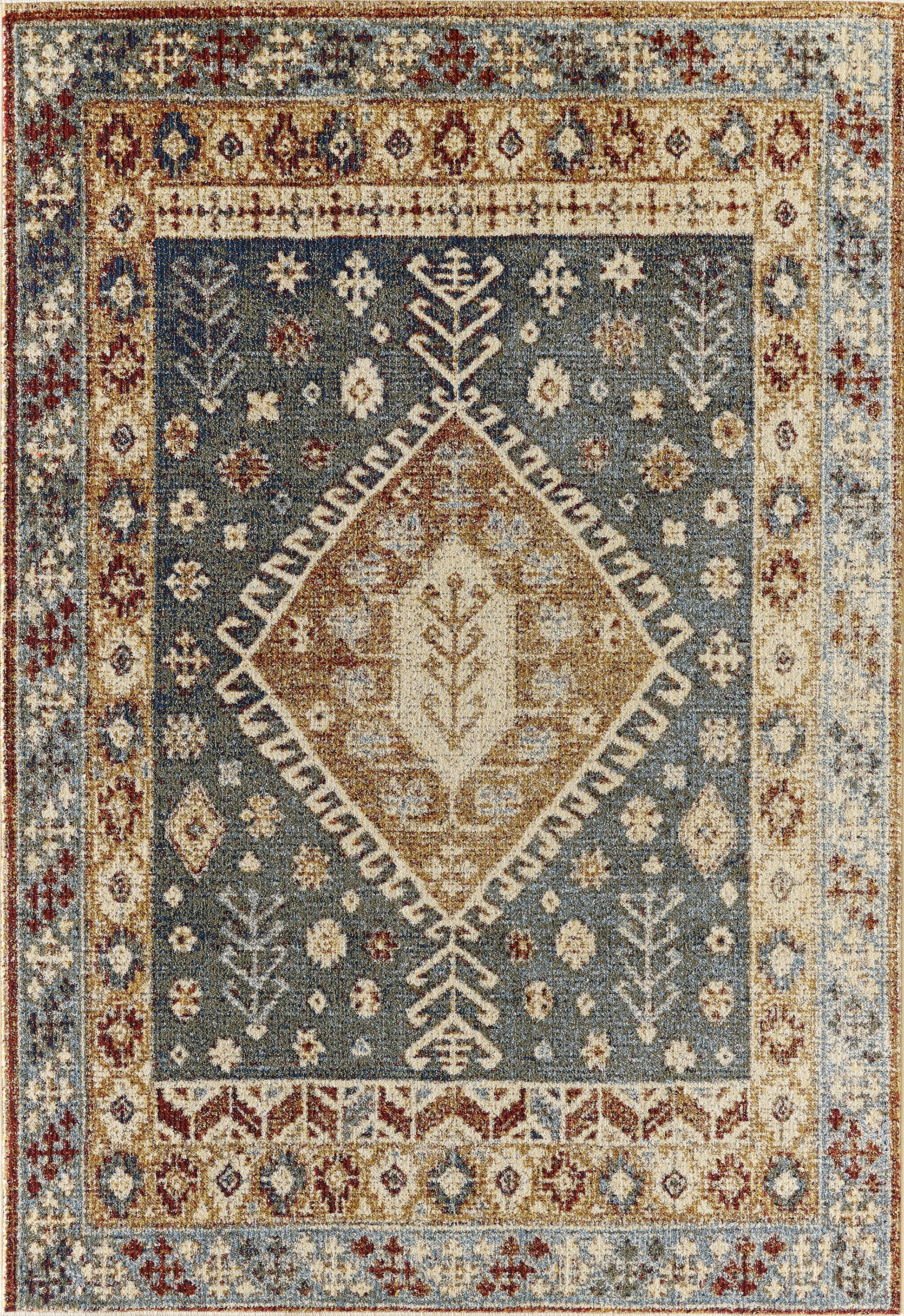 Southwest Tribal Medallion Blue Yellow