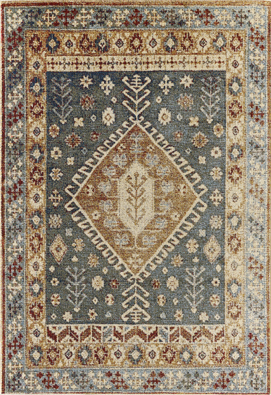 Southwest Tribal Medallion Blue Yellow