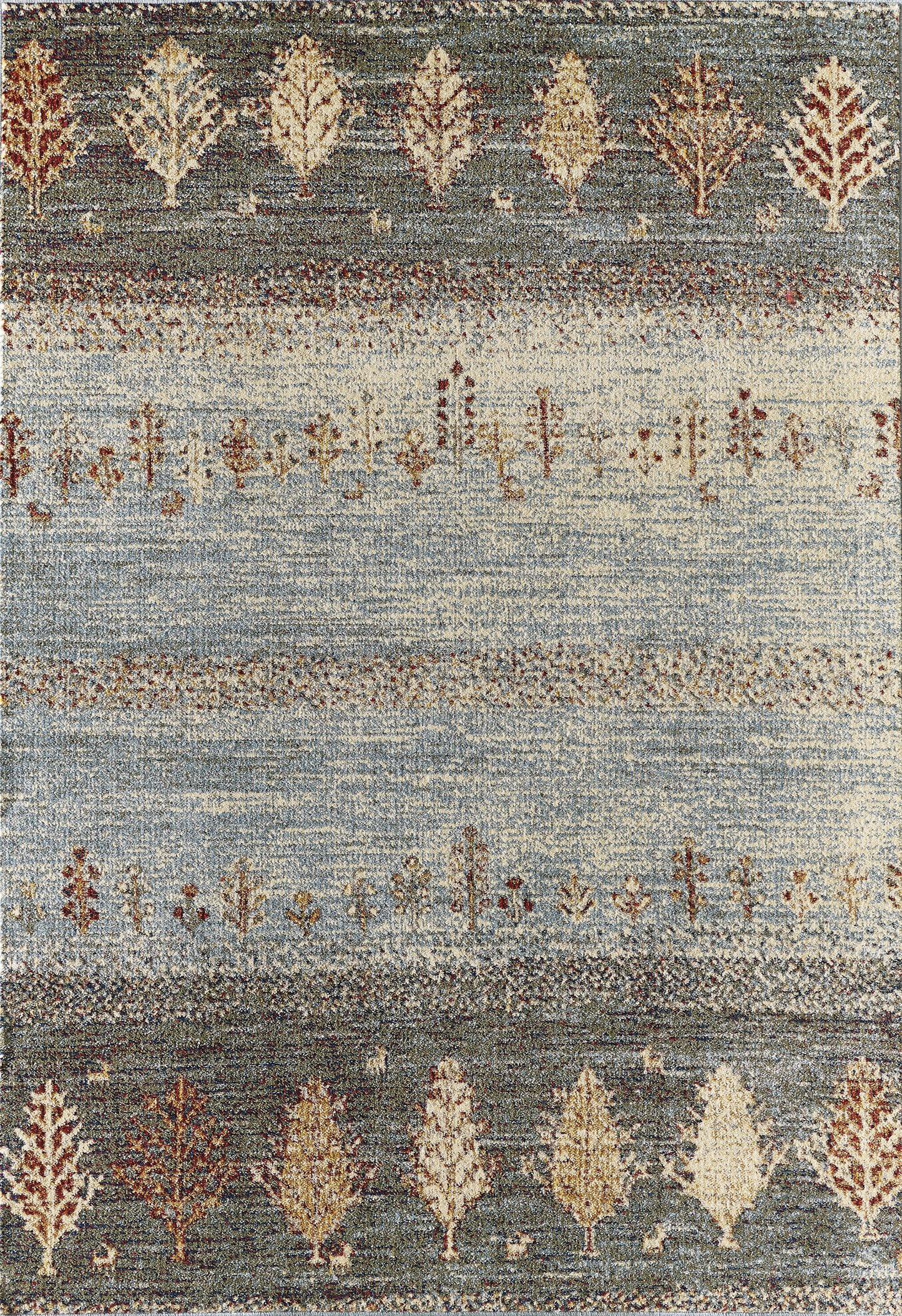 Distressed Blue Green Tree Print 
