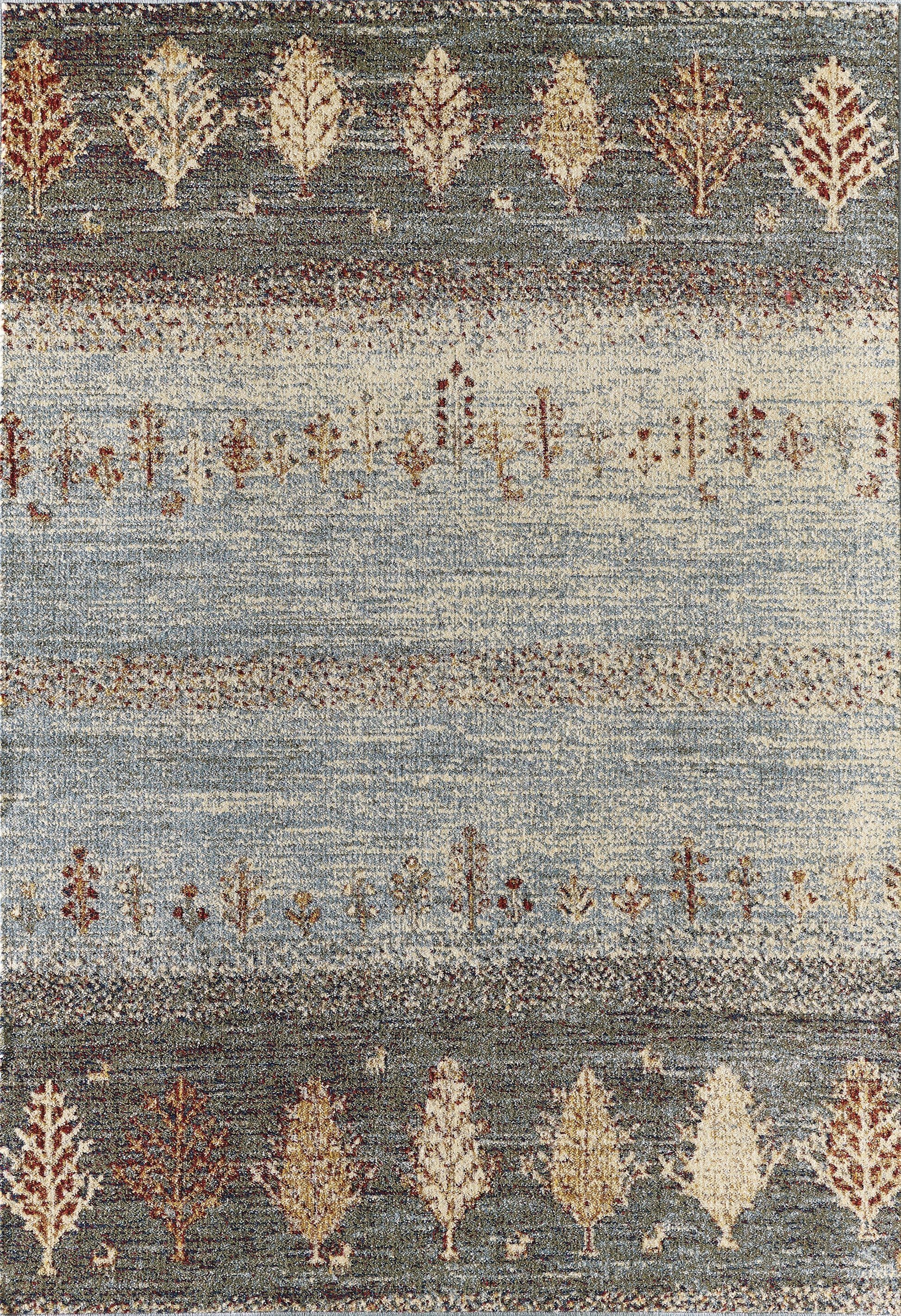 Distressed Blue Green Tree Print 