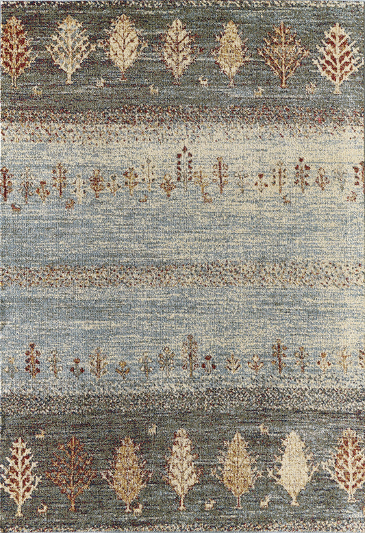 Distressed Blue Green Tree Print 