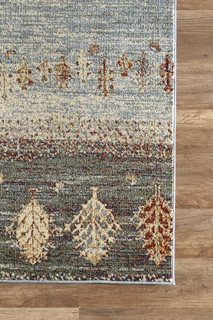 Distressed Blue Green Tree Print