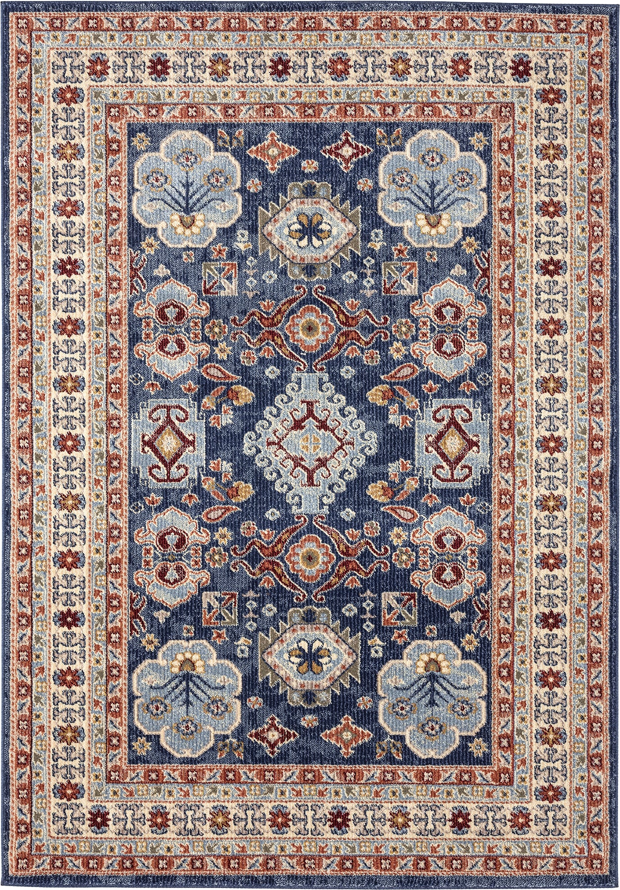 Navy Beige Border Traditional 
