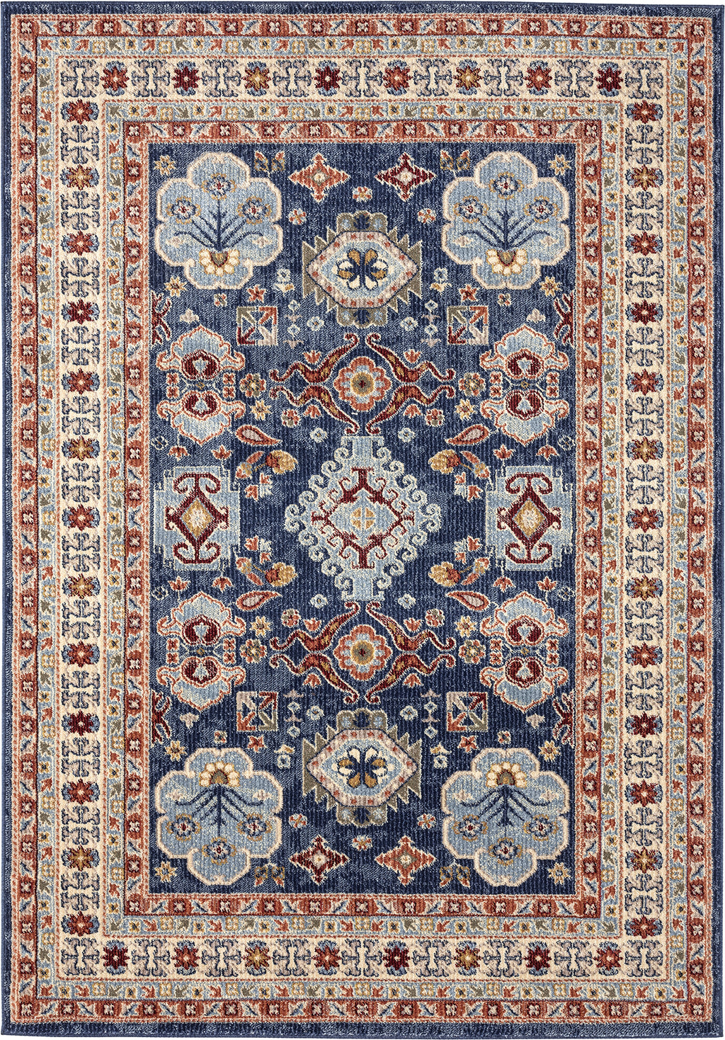 Navy Beige Border Traditional 