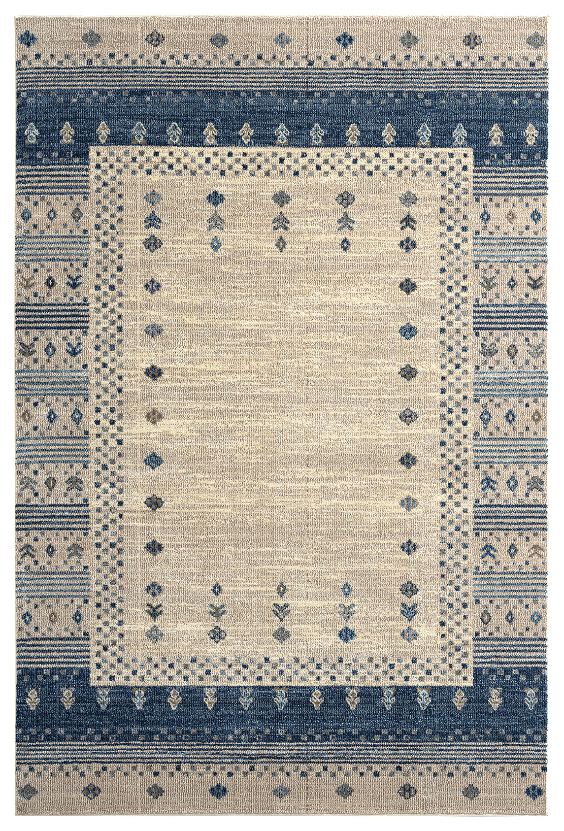 Cream Rug Blue Border