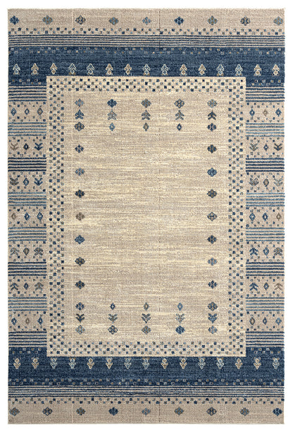 Cream Rug Blue Border
