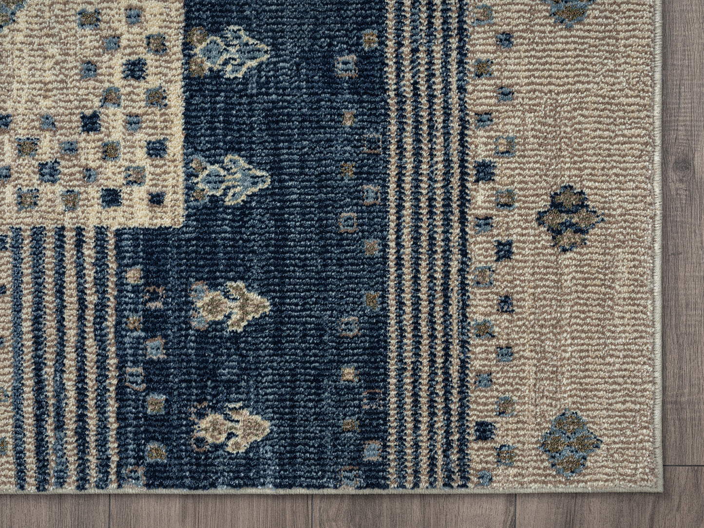 Cream Rug Blue Border