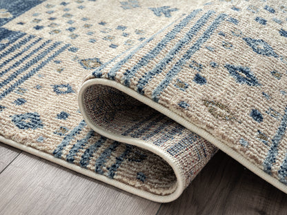 Cream Rug Blue Border