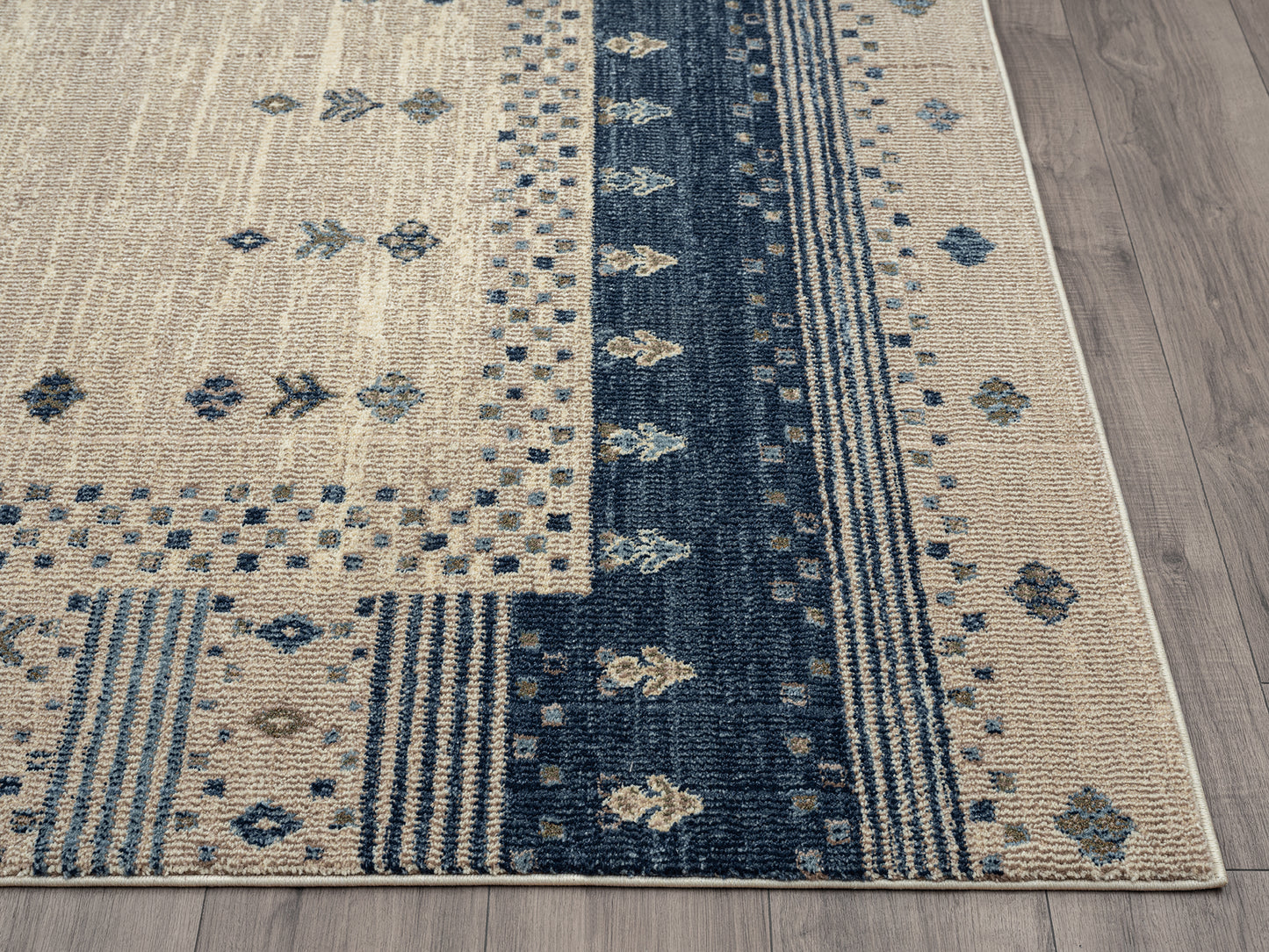 Cream Rug Blue Border