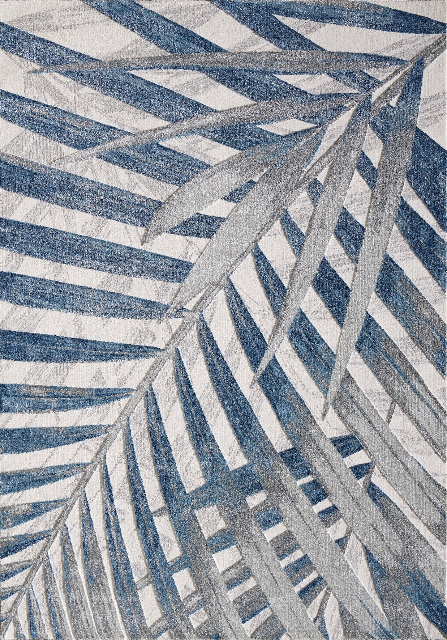 Blue Tropical Leaves Grey Blue