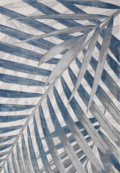 Blue Tropical Leaves Grey Blue