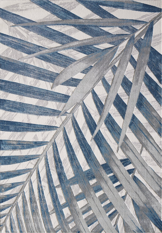 Blue Tropical Leaves Grey Blue