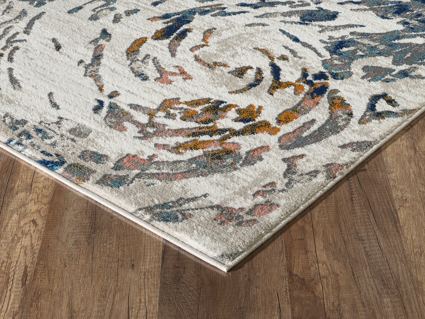 Contemporary Swirl Light Blue and Burnt Orange