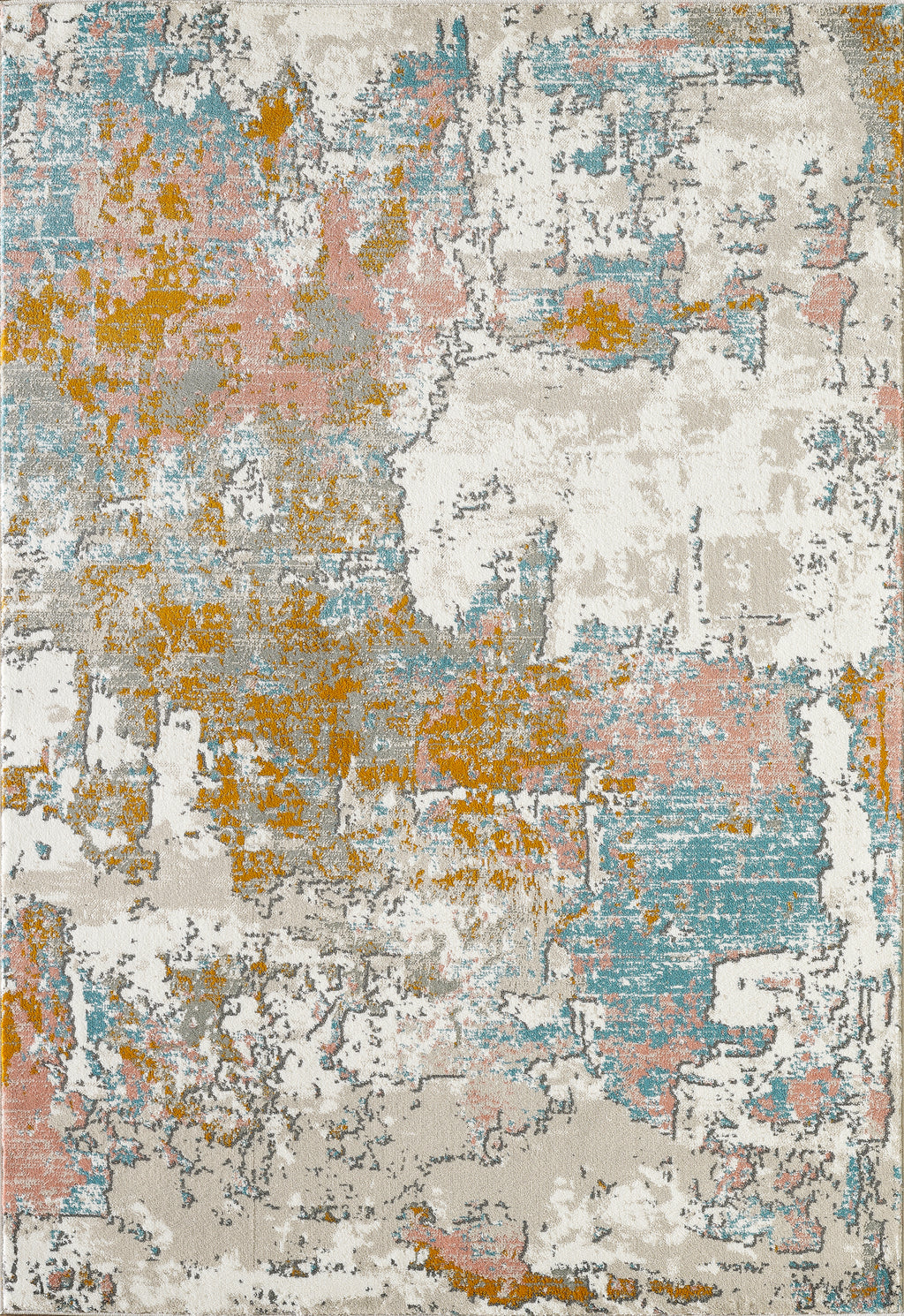 Contemporary Distressed Blue and Burnt Orange
