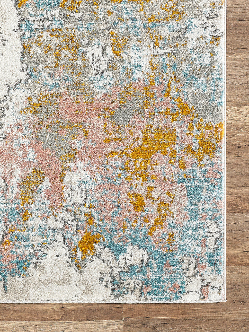 Contemporary Distressed Blue and Burnt Orange
