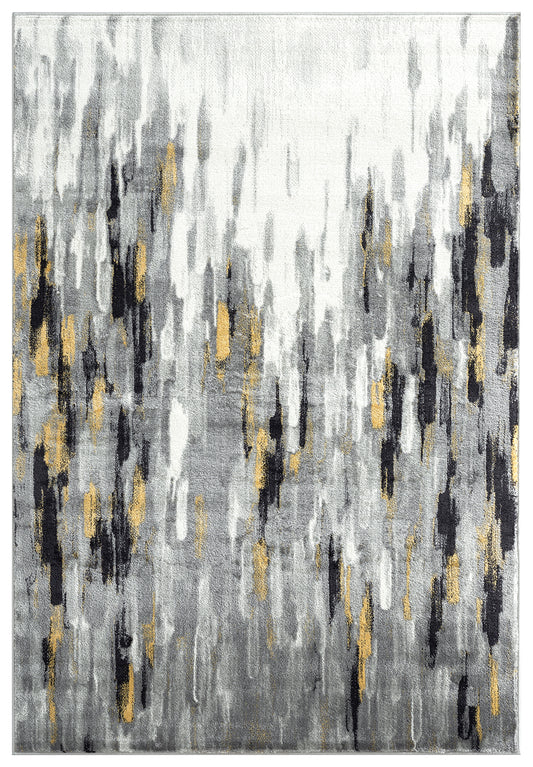 Contemporary Grey Yellow Lined 