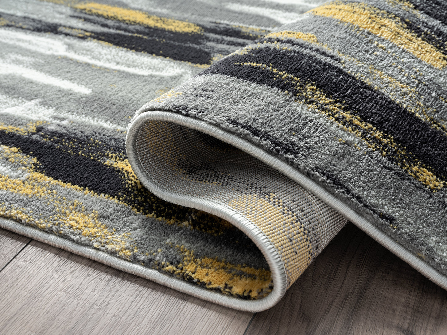 Contemporary Grey Yellow Lined