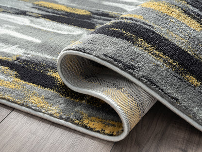 Contemporary Grey Yellow Lined