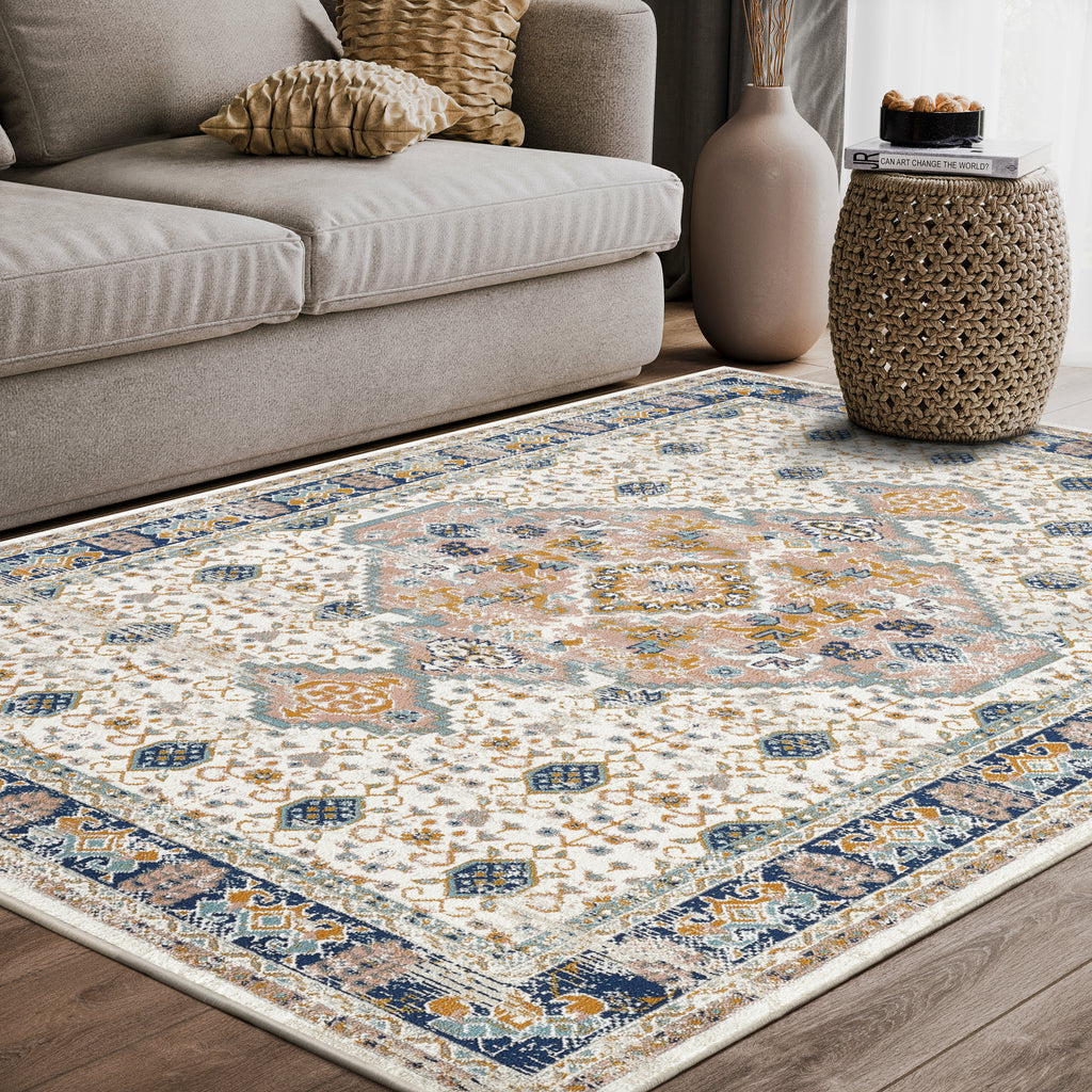  Traditional Medallion Ivory and Orange