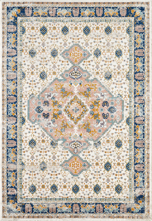  Traditional Medallion Ivory and Orange 