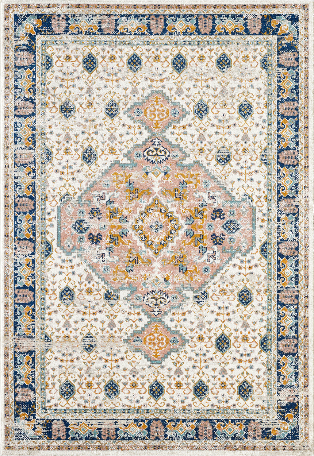  Traditional Medallion Ivory and Orange 