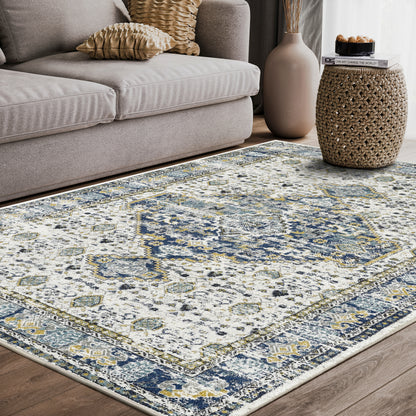 Traditional Medallion Blue and Ivory